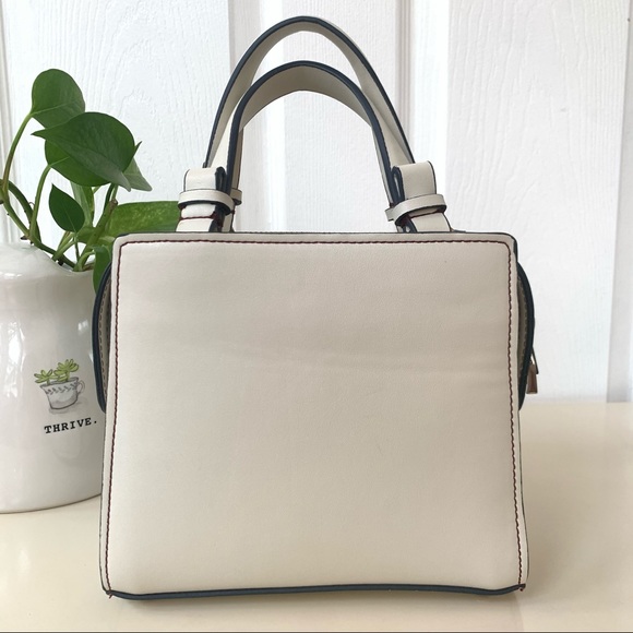 Zara · Cream Navy Gold Handbag Crossbody Burgundy Lining - Zara Basic Collection - Picture 2 of 16